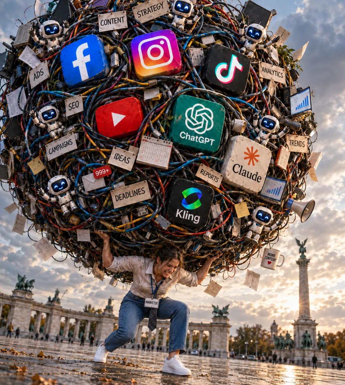 Marketinges cipeli a platformok és AI-eszközök gombolyagát