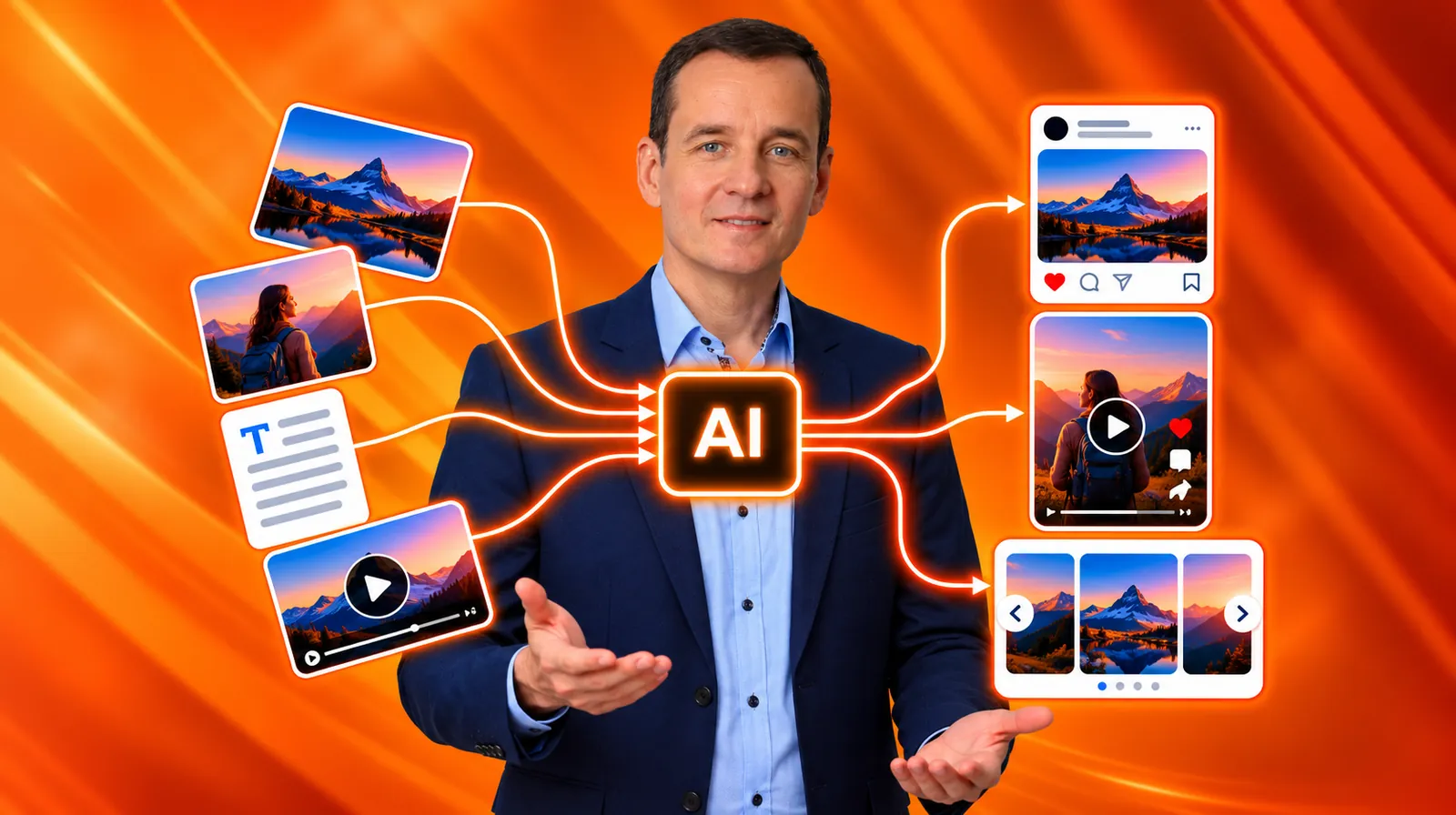 Egy ötletből több tartalom: kép, szöveg és videó az AI-on át posztokká, videóvá és karusszellé alakul
